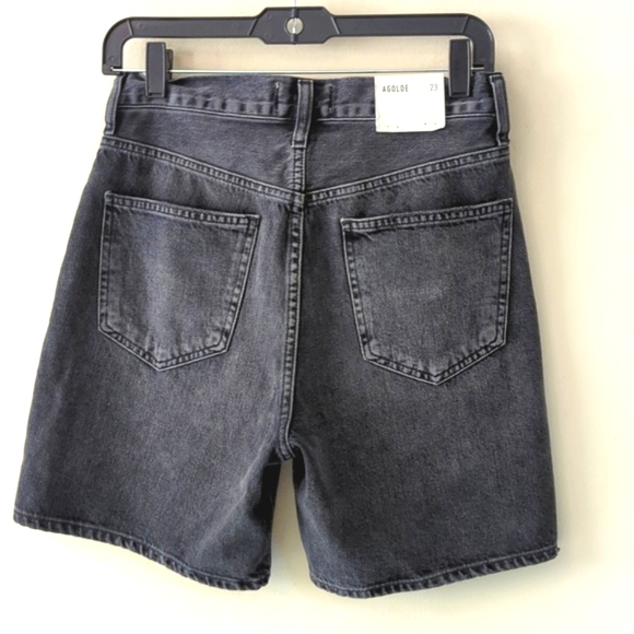 Agolde Criss Cross Upsized Denim Jean Shorts in Photogram Black - Picture 7 of 16